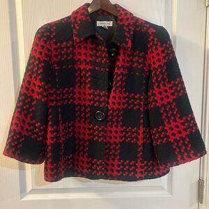 Coldwater Creek Women’s Red and Black Checkered Jacket